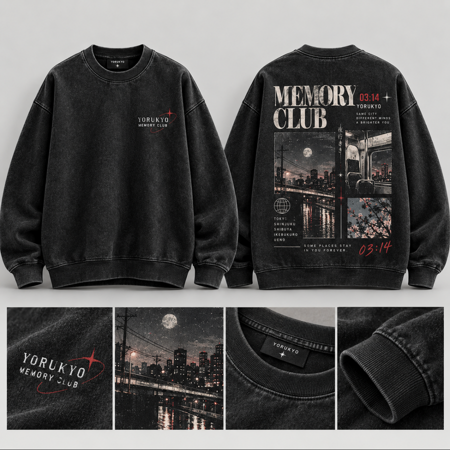 Memory Club Graphic Sweatshirt — Washed Black