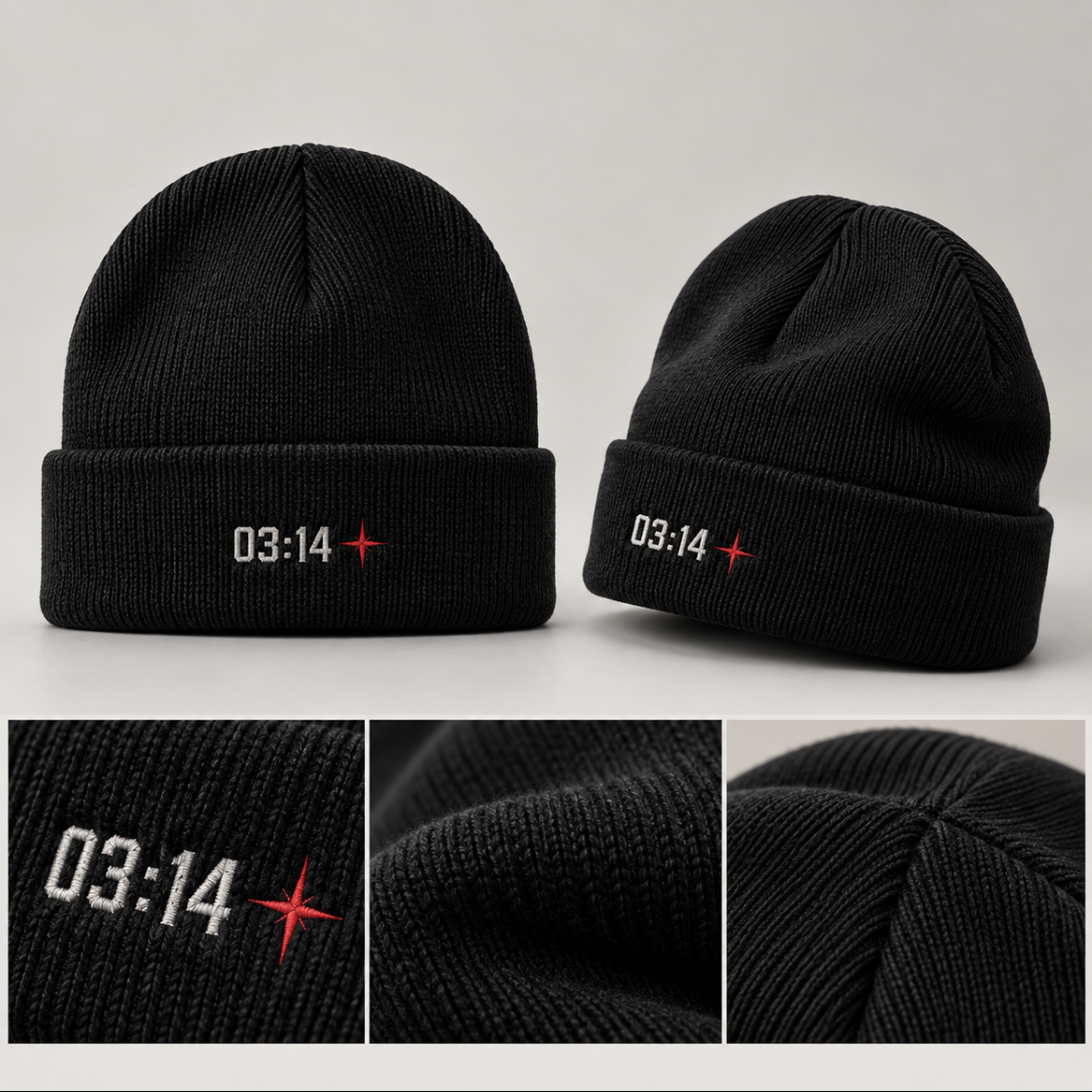 03:14 Ribbed Beanie — Black