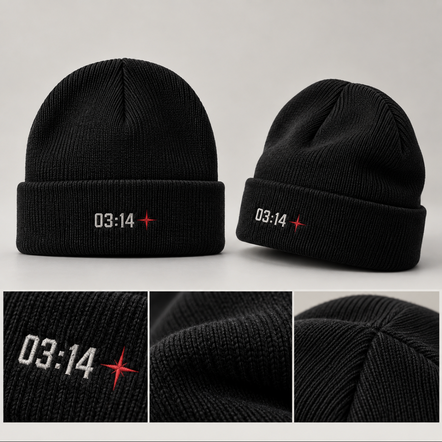 03:14 Ribbed Beanie — Black